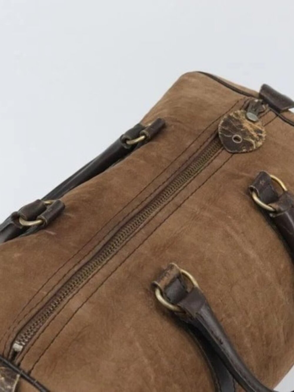 Christian Dior Trotter Canvas Hand Bag Suede Gold Brown Auth 171625 - Picture 6 of 16